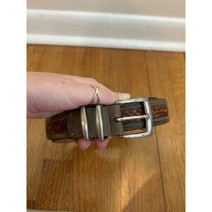 Tommy Bahama Braided Leather Belt Brown Men 36 Coastal Academia Made Spain Woven